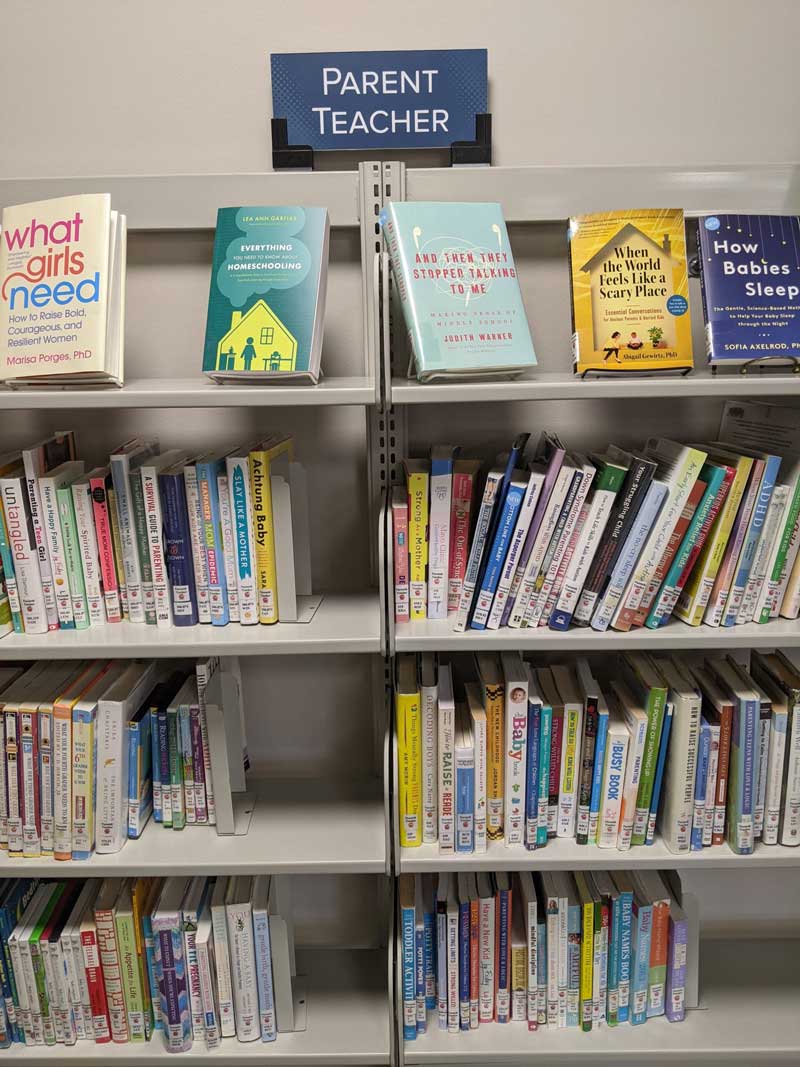 Parent Teacher Resource Shelf with books