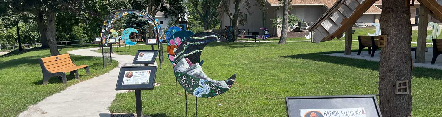 Sunny Day Outside the Milton Public Library on the Story Garden