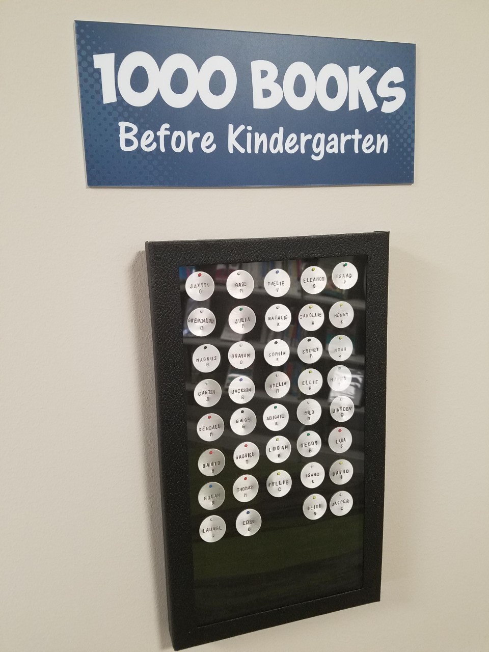 1000 Books Before Kindergarten Award Wall