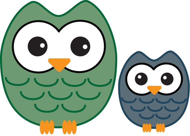 Cartoon Big and Little Owls