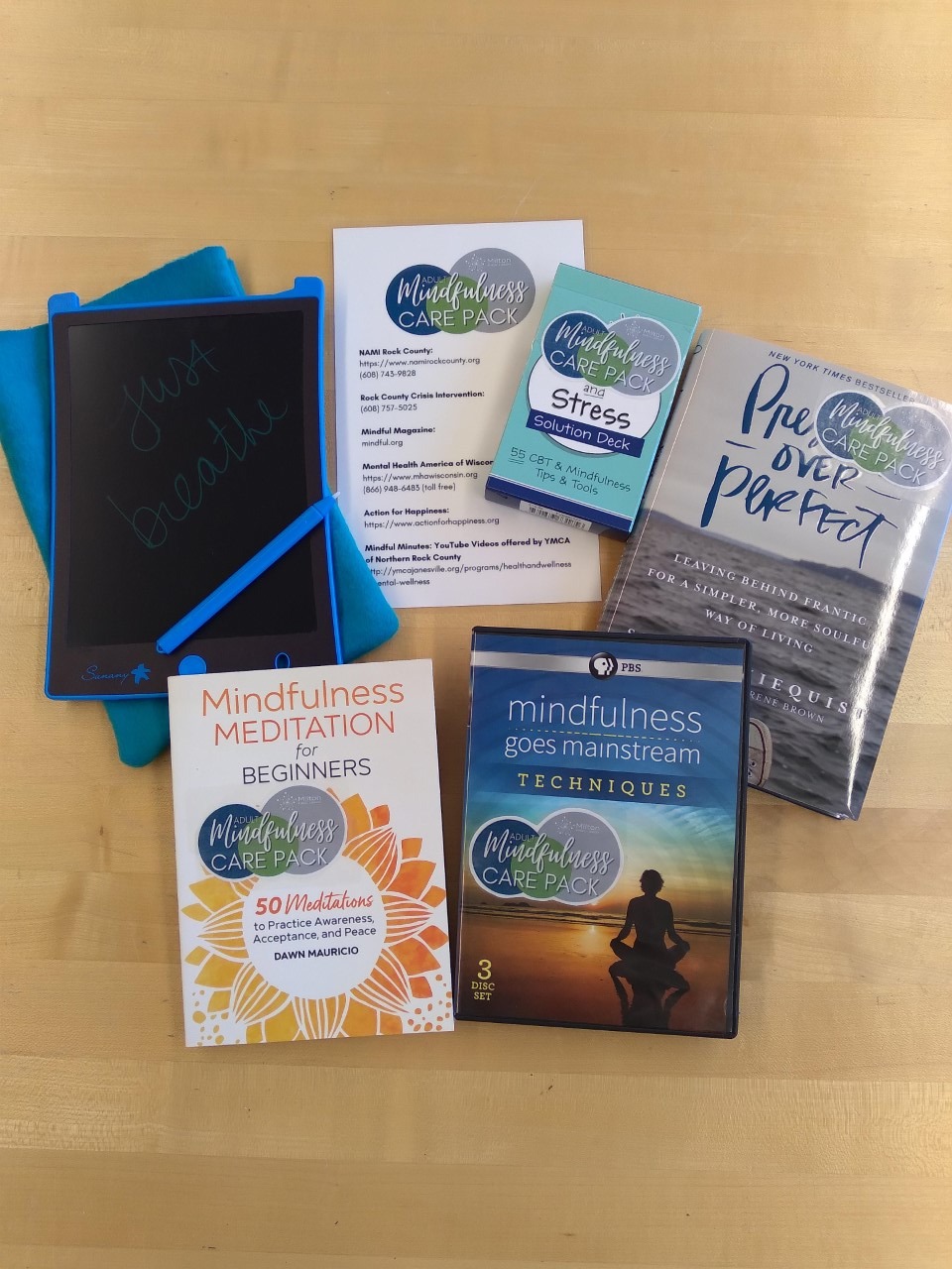 Adult Mindfulness Care Pack Books, Cards, Drawing Tablet