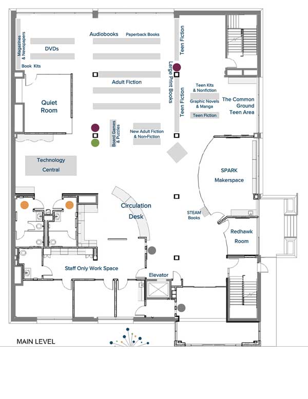 Floor Plan of Main Level of Milton Public Library
