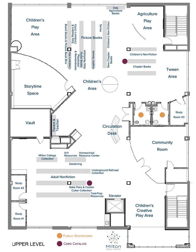 Upper Level Floor Plan of Milton Public Library
