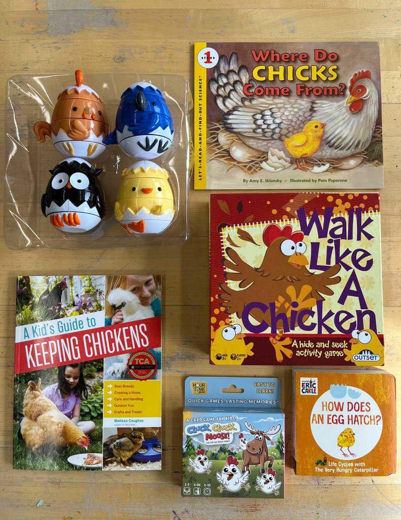 Chicken Toys and Several Children's Chicken Books