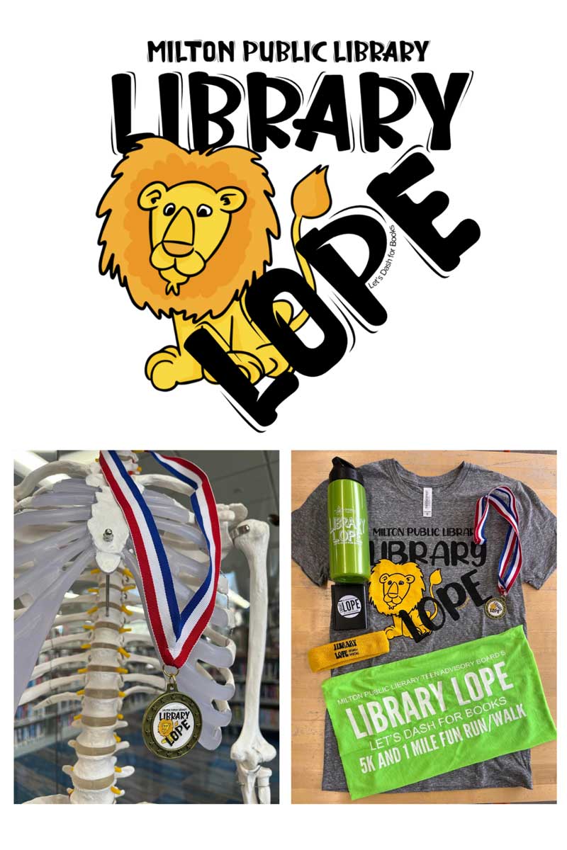 Library Lope 5K Run Logo with medal and clothing option