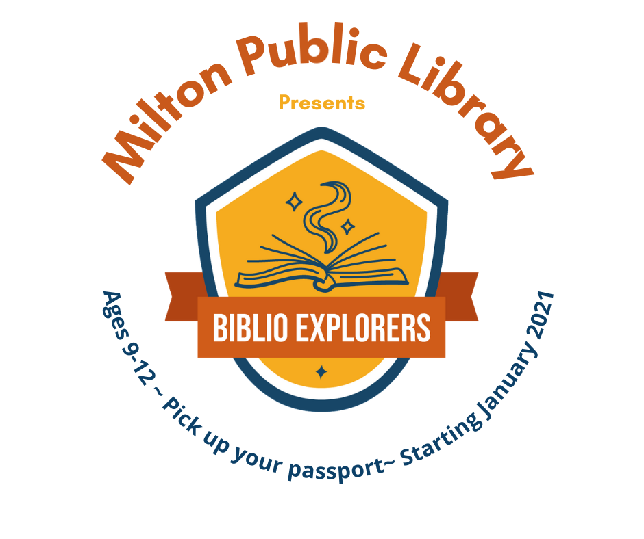 Milton Public Library Biblio Explorers Logo with Crest