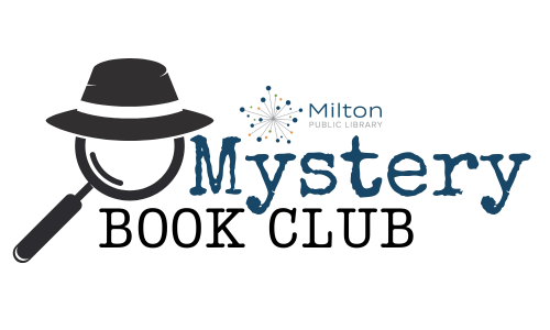 Mystery Book Club Logo with Magnifying Glass Wearing a spy hat