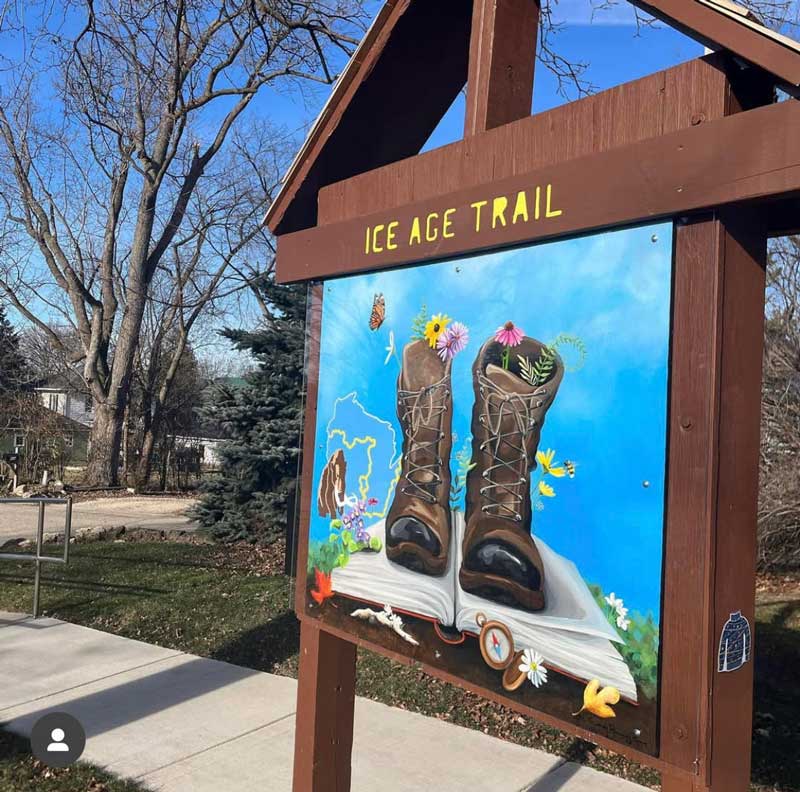 Ice Age Train Sign with Artwork of Military Boots